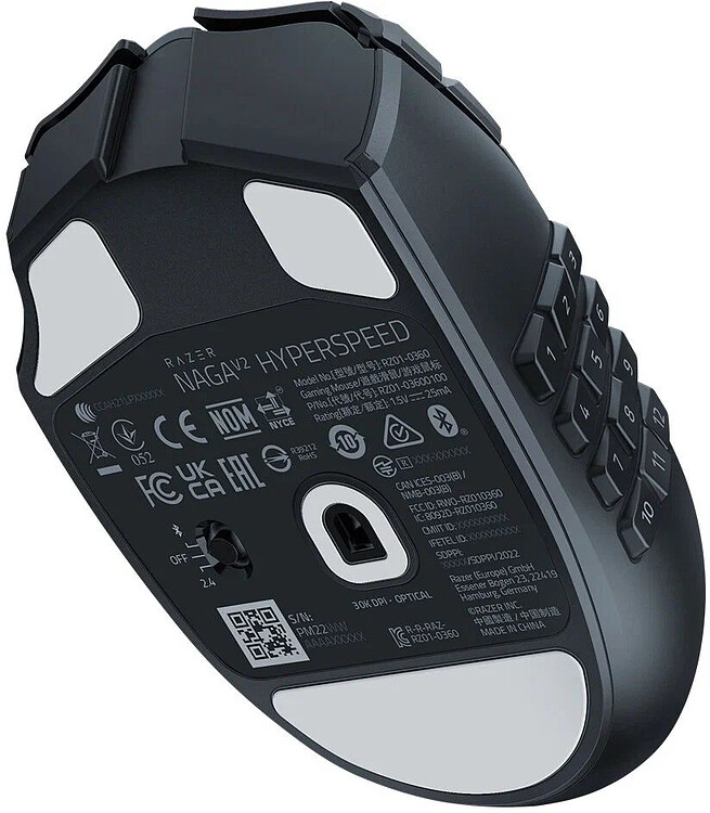 Мышь Razer Naga V2 HyperSpeed черный (RZ01-03600100-R3G1)