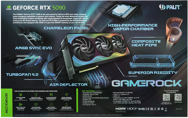 Видеокарта Palit GeForce RTX 5090 GameRock OC 32Gb GDDR7 (NE75090S19R5-GB2020G)