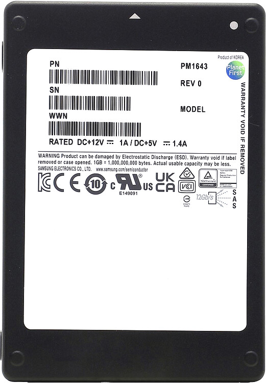 SSD диск Samsung PM1643a 3.84TB (MZILT3T8HBLS-00007)