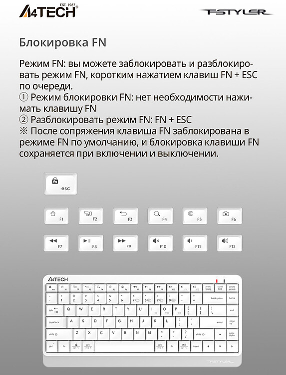Клавиатура A4Tech Fstyler белый (FBK11)
