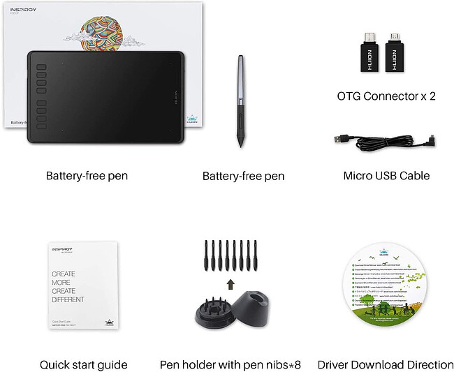 Графический планшет Huion Inspiroy черный (H950P)