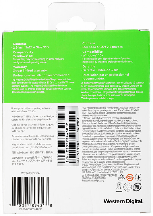SSD диск WD WDS480G3G0A