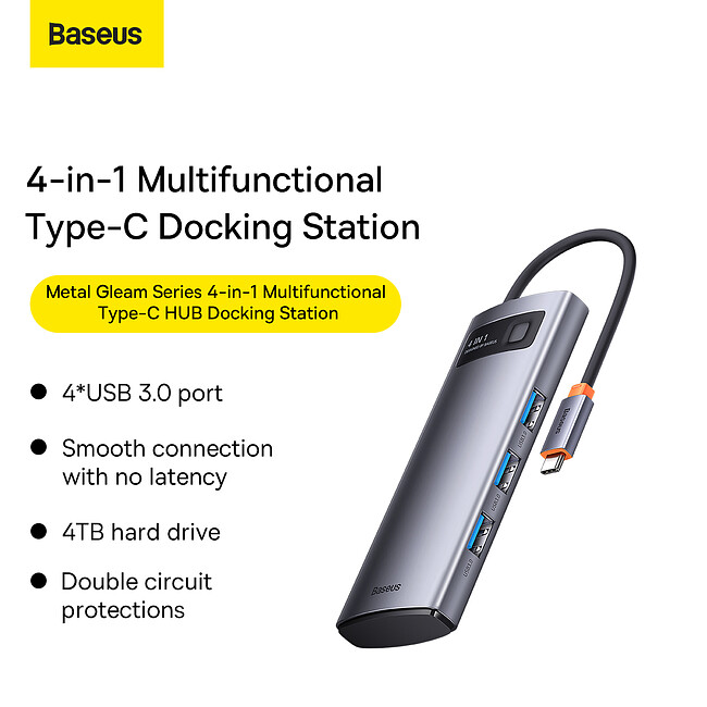 Док-станция Baseus Metal Gleam Series 4-in-1 (WKWG070013)
