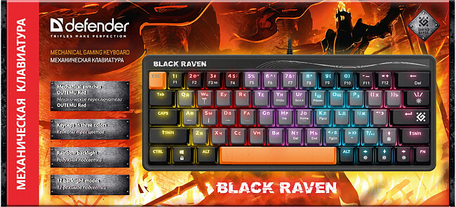 Клавиатура Defender Black Raven GK-417 RU RGB (45413)