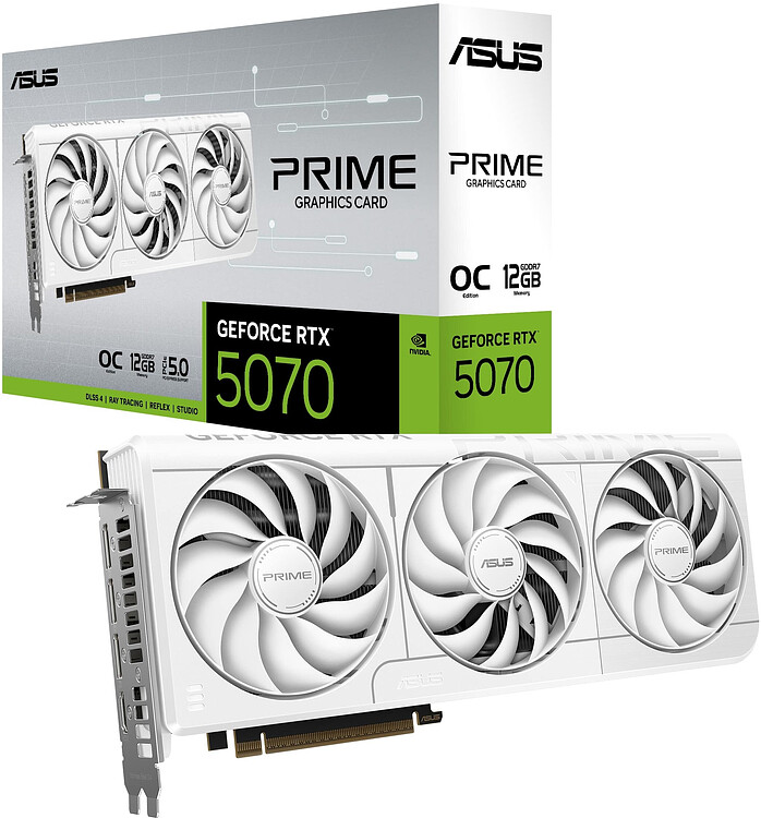 Видеокарта ASUS PRIME GeForce RTX 5070 White OC Edition 12GB GDDR7 PRIME-RTX5070-O12G-WHITE (90YV0M19-M0NA00)