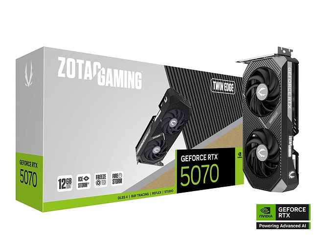 Видеокарта Zotac RTX 5070 Twin Edge 12GB GDDR7 (ZT-B50700E-10P)