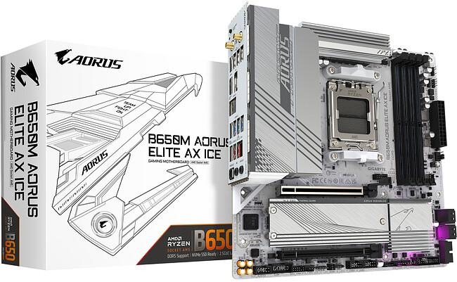 Материнская плата GigaByte B650M Aorus Elite AX Ice rev. 1.2