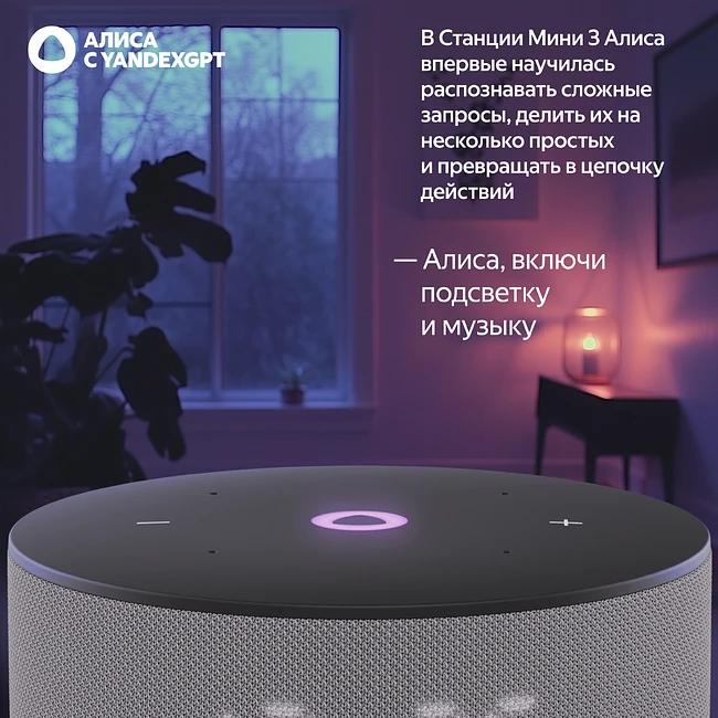 Умная колонка Яндекс Станция Мини 3 серый (YNDX-00027GRY)
