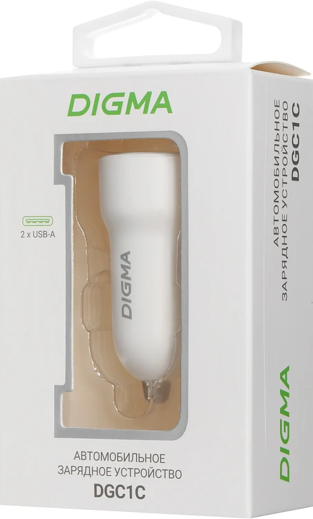 Автомобильное зарядное Digma DGC1С белый (DGC1C2LX22WH)