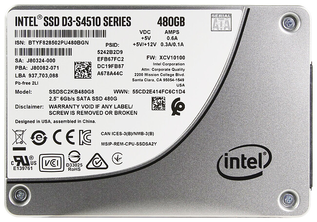 SSD диск Intel Original 480GB D3-S4510 (SSDSC2KB480G801)