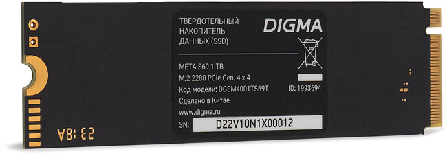 SSD диск Digma Meta S69 M.2 2280 1TB (DGSM4001TS69T)