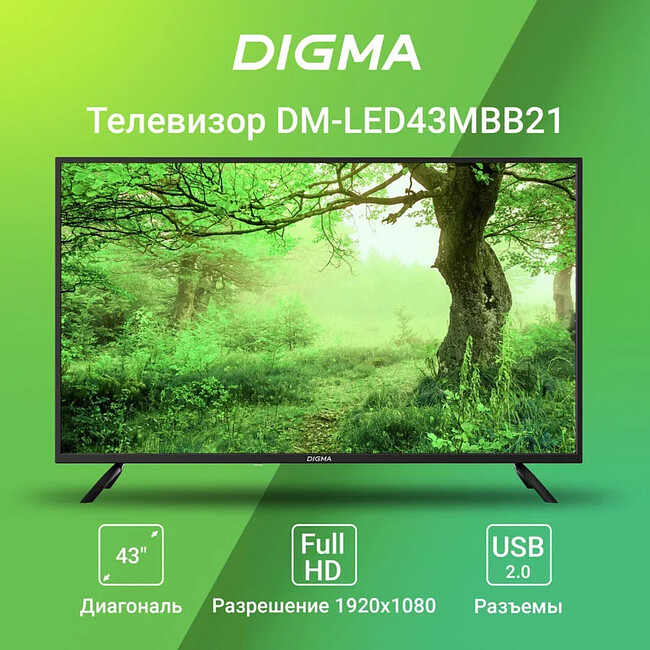 Телевизор Digma DM-LED43MBB21 черный