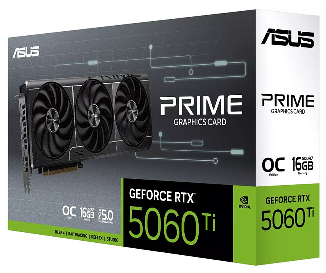Видеокарта ASUS Prime GeForce RTX 5060 Ti OC 16GB GDDR7 (90YV0MH2-M0NA00)