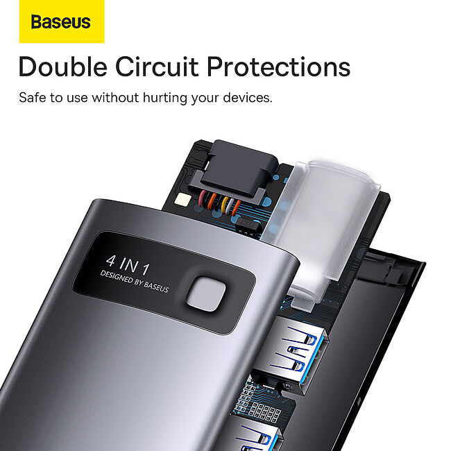 Док-станция Baseus Metal Gleam Series 4-in-1 (WKWG070113)