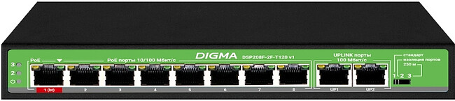 Коммутатор Digma DSP208F-2F-T120 V1