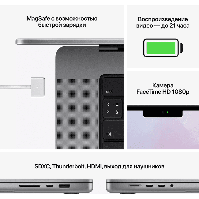 Ноутбук Apple MacBook Pro 16" M1 Pro Space Gray (MK193RU/A)