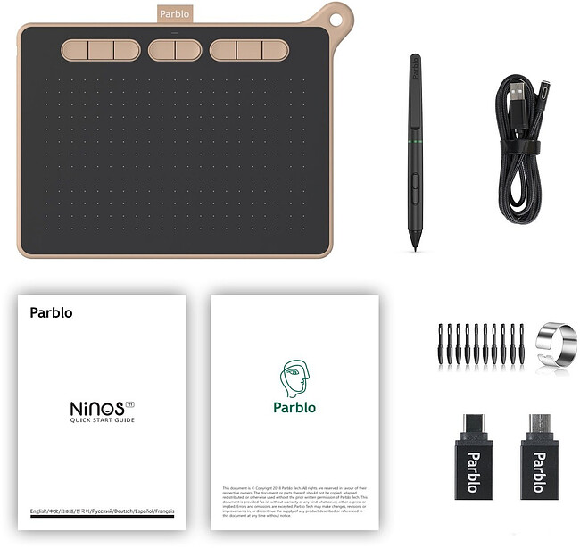 Графический планшет Parblo Ninos M Pink