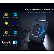 USB-хаб Ugreen CR113-40850 Black (40850)