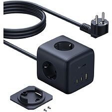Удлинитель Baseus 00082100123-00 EnerFill FA11 Cube Power Strip 3AC+1U+1C 67W 1.5m EU Cosmic Black (EFMF67-EU)