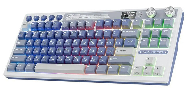 Клавиатура Royal Kludge RK M87 Cream switch/Ocean Blue