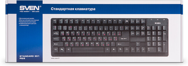 Клавиатура Sven Standard 301 USB черный (SV-03100301UB)