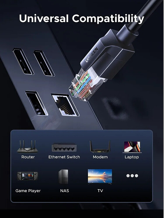 Патч-корд Ugreen NW315 1м Black (55155)