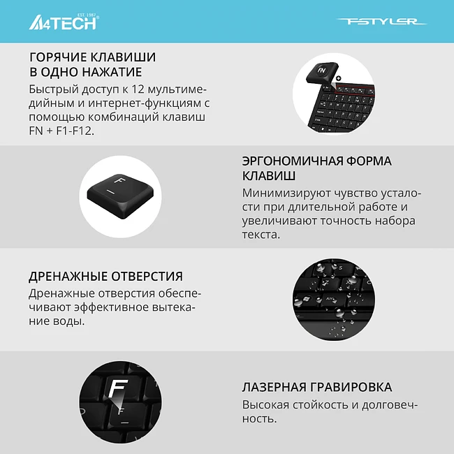 Набор периферии A4Tech Fstyler FG1012 черный/серый