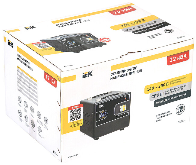 Стабилизатор напряжения IEK Hub черный (IVS21-1-012-13)