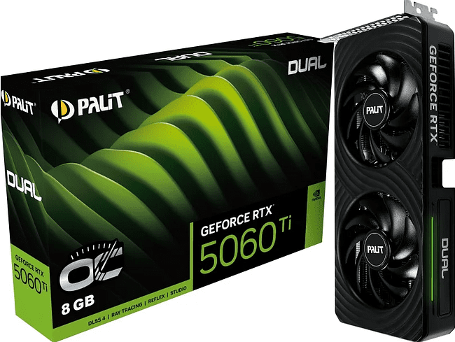 Видеокарта Palit GeForce RTX 5060 Ti Dual OC 8GB GDDR7 (NE7506TT19P1-GB2062D)
