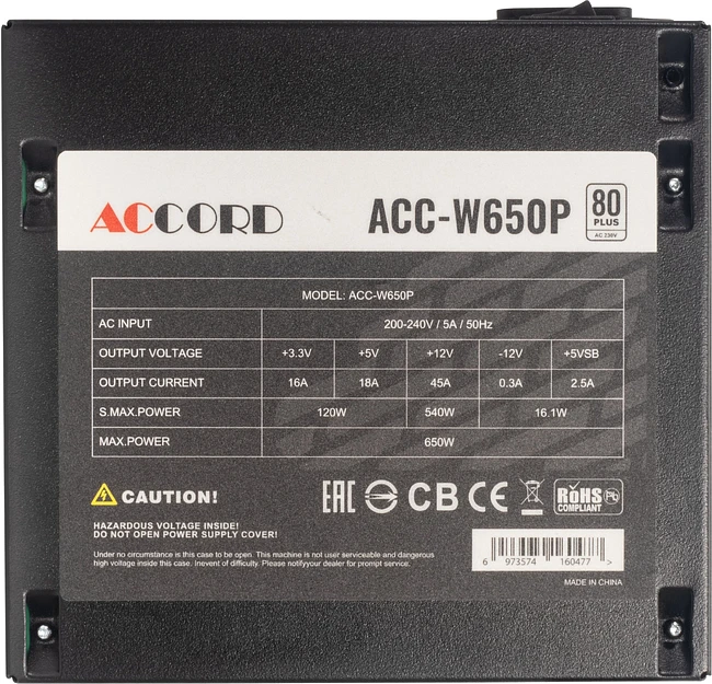 Блок питания Accord ATX 650W 80 Plus White (ACC-W650P)