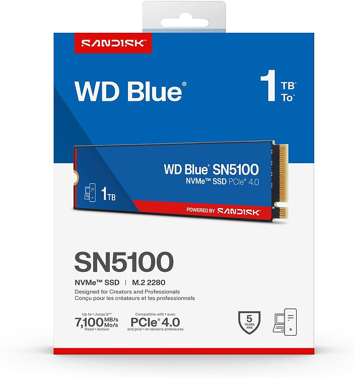 Внешний накопитель WD Blue SN5100 1TB (WDS100T5B0E WDC)