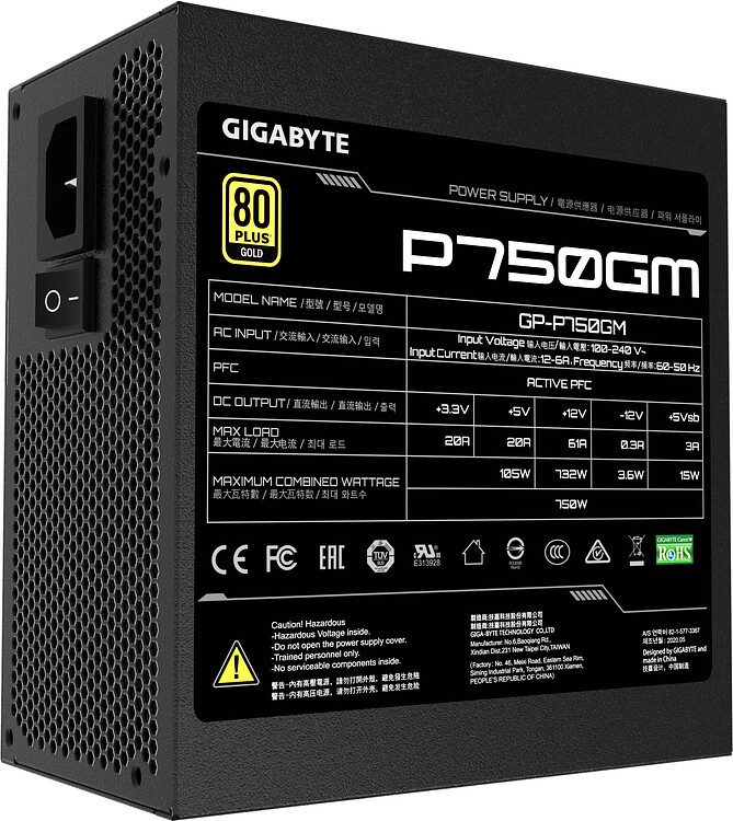 Блок питания GigaByte GP-P750GM 80+ (28200-P750G-1EUR)