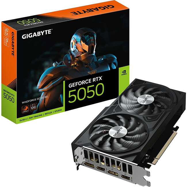 Видеокарта Gigabyte RTX 5050 Windforce OC V2 8GB GDDR6 (GV-N5050WF2OCV2-8GD)