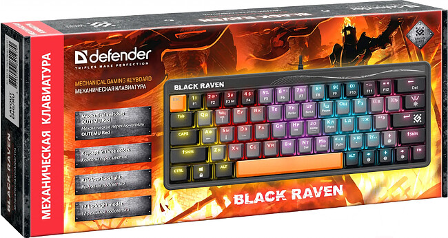 Клавиатура Defender Black Raven GK-417 RU RGB (45413)
