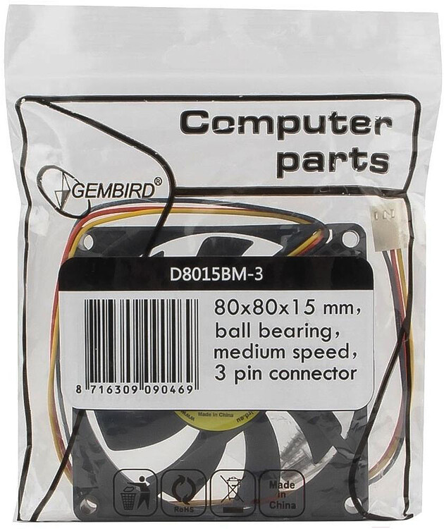 Кулер для корпуса Gembird D8015BM-3