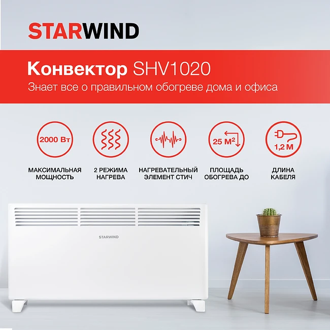 Конвектор StarWind SHV1020 белый