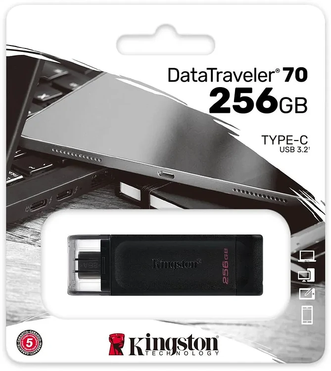 USB Flash-накопитель Kingston Data Traveler 70 Type-C 256Gb черный (DT70/256GB)