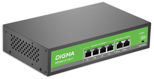 Коммутатор Digma DSP204F-2F-T80 V1