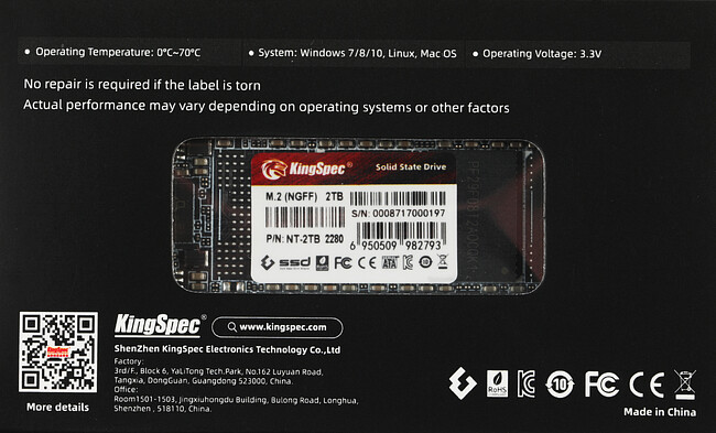 SSD диск Kingspec SATA III 2TB (NT-2TB)