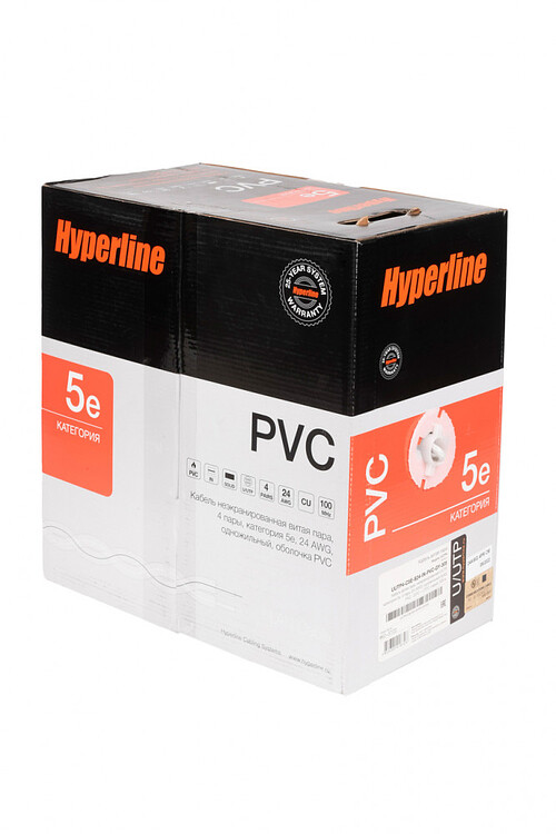 Кабель витая пара Hyperline UUTP4-C5E-S24-IN-PVC-GY-305