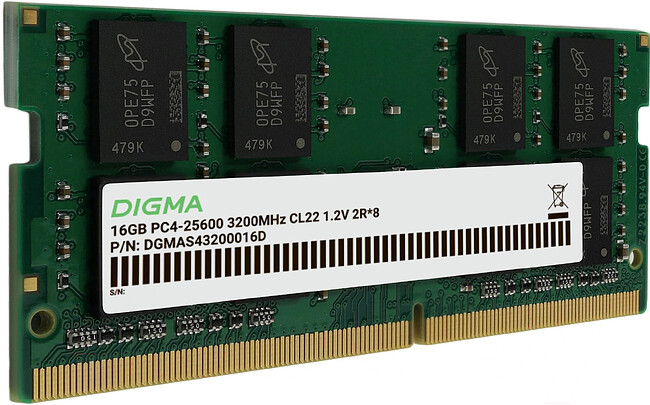 Оперативная память Digma DDR4 16Gb 3200MHz (DGMAS43200016D)