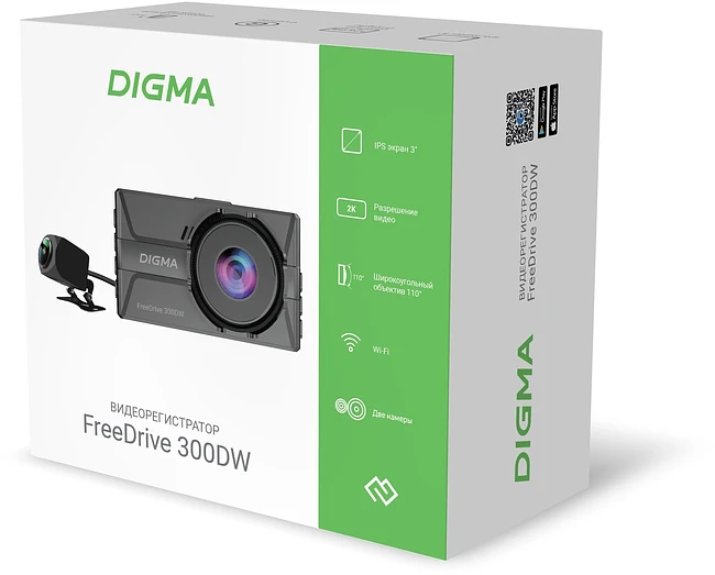 Автомобильный видеорегистратор Digma FreeDrive 300DW черный (FD300DW)