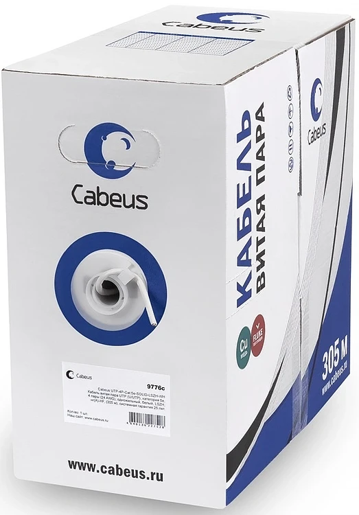 Кабель Cabeus UTP-4P-Cat.5e-SOLID-LSZH-GY серый