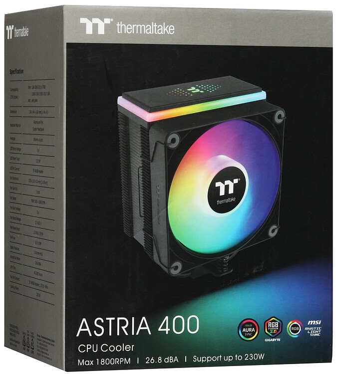 Кулер для процессора Thermaltake Astria 400 ARGB черный (CL-P120-CA12SW-A)