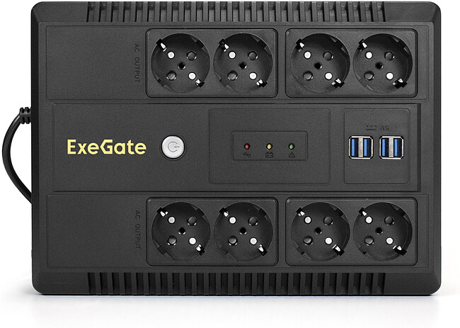 Источник бесперебойного питания ExeGate NEO NNB-1000.LED.AVR.8SH.CH (EX293855RUS)
