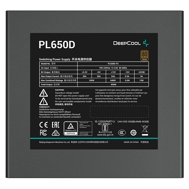 Блок питания Deepcool GAMERSTORM PL650D 650W (R-PL650D-FC0B-WDEU-V2)