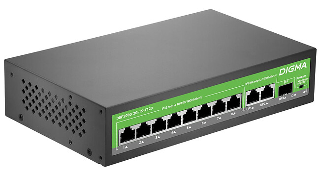 Коммутатор Digma DSP208G-2G-1S-T120