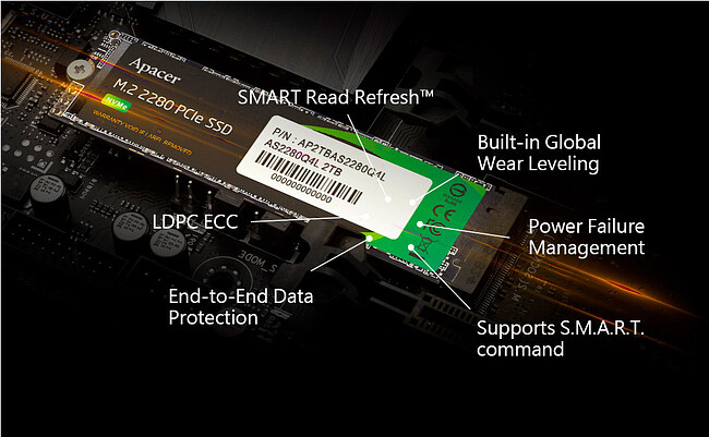 SSD диск Apacer 2TB AS2280Q4X (AP2TBAS2280Q4X-1)