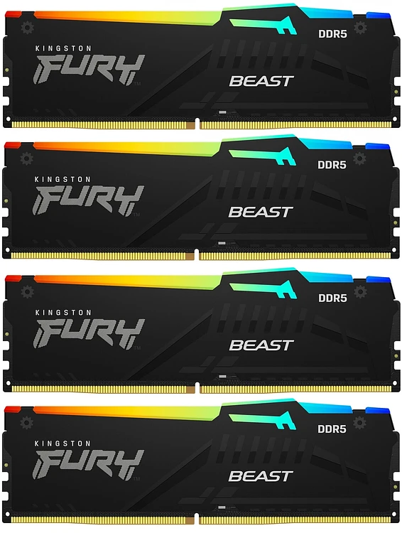 Оперативная память Kingston Fury Beast Black RGB DDR5 4x32GB (KF556C40BBAK4-128)
