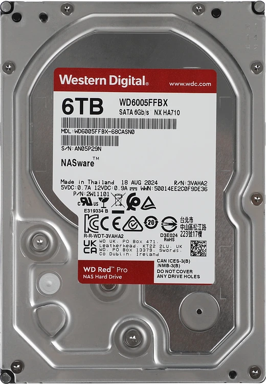 Жесткий диск WD Red Pro 7200 6TB (WD6005FFBX)